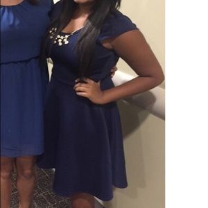 Navy dress mid length with necklace